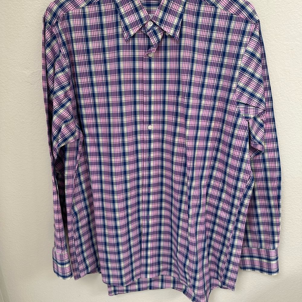 Izod Men's Plaid Shirt - Pink and Blue
